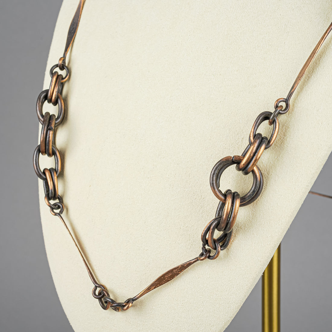 Vintage Brutalist Copper Link Necklace