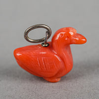 Carved Red Coral Duck Pendant