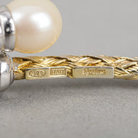 DYADEMA  Sterling Silver Vermeil Pearl Cubic Zirconia Bypass Bracelet