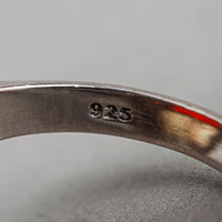 Sterling Step Cut Carnelian Marcasite Ring