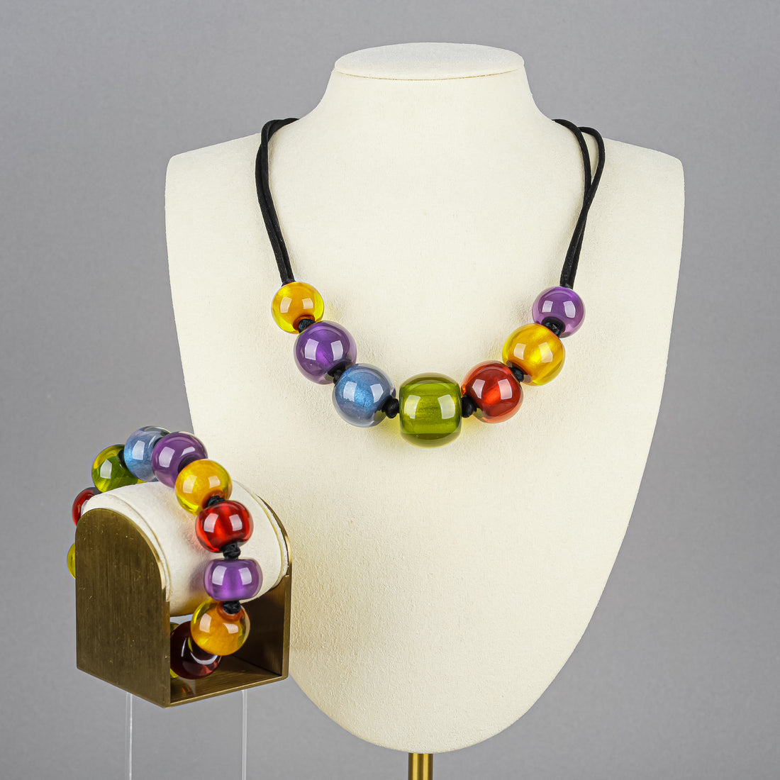 ZSISKA Colourful Bead Necklace And Bracelet Set
