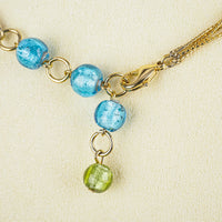 Gold Tone Multicolour Art Glass Multistrand Necklace
