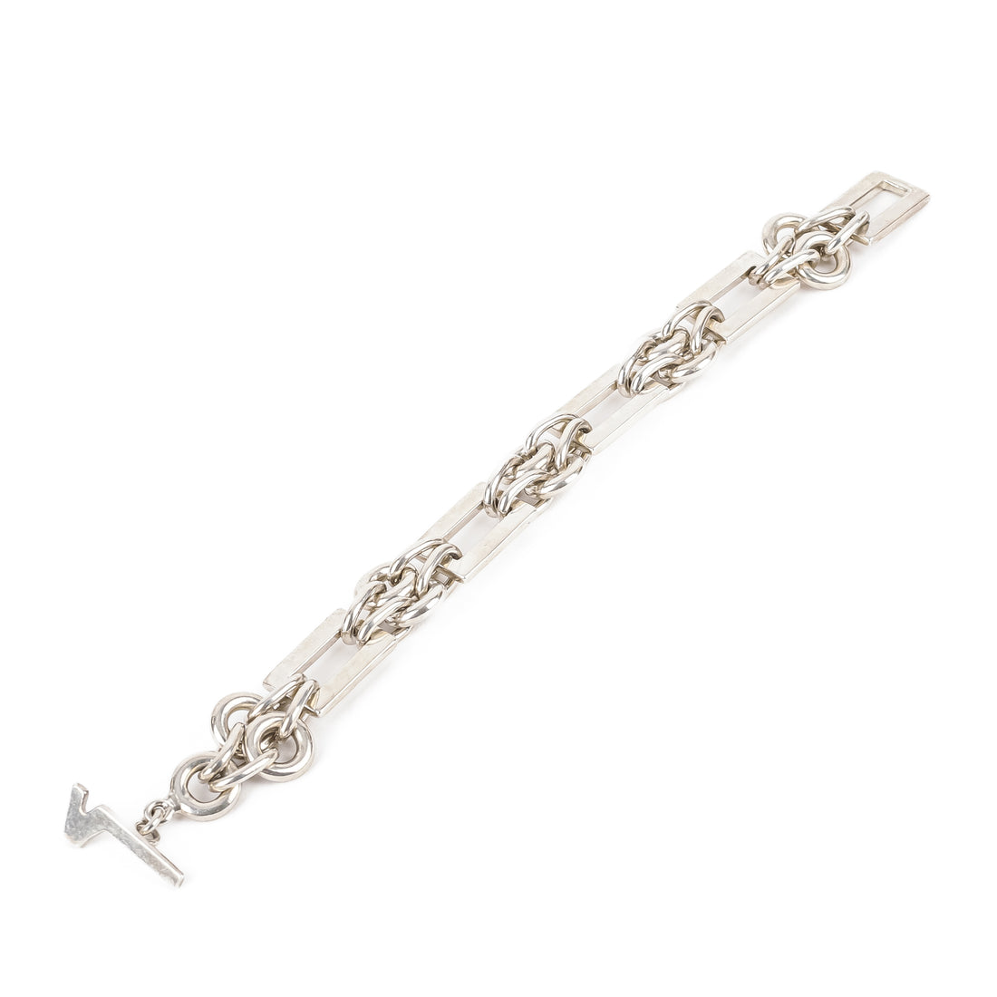 VERSANI Sterling Rectangular And Round Link Bracelet