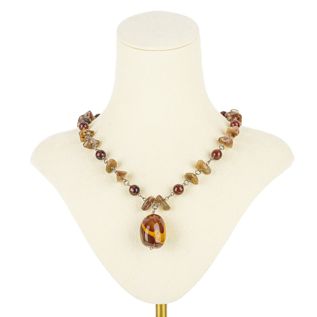 Sterling Agate And Carnelian Necklace