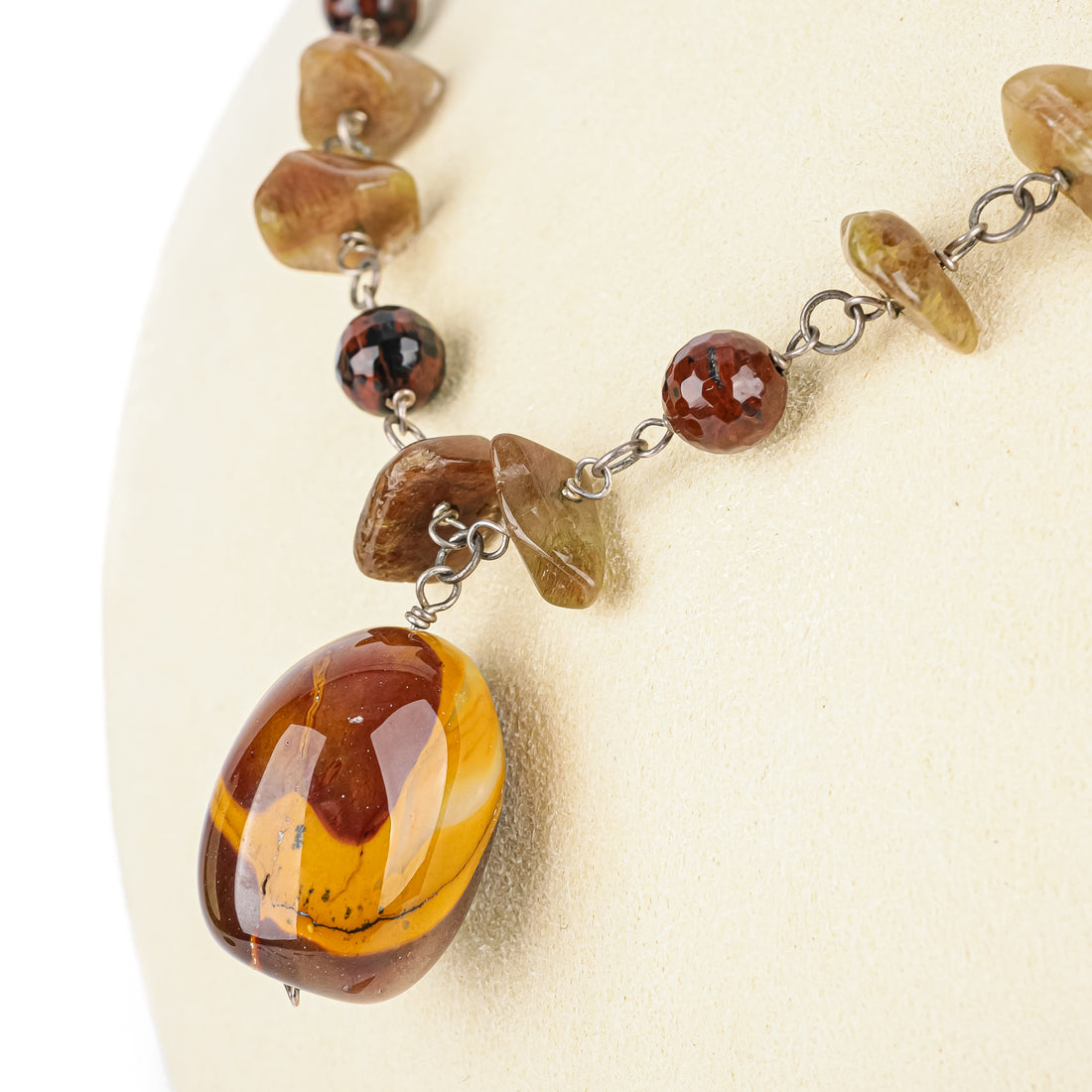 Sterling Agate And Carnelian Necklace