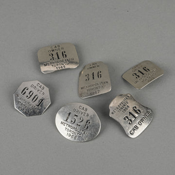 Vintage 1960s Metropolitan Toronto Cab Driver Badges Lot Of 6