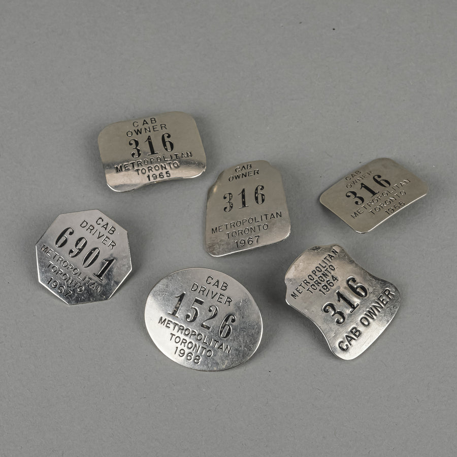 Vintage 1960s Metropolitan Toronto Cab Driver Badges Lot Of 6