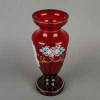 BYTEP Bohemia Hand Painted Enamel And Gold Ruby Glass Vase