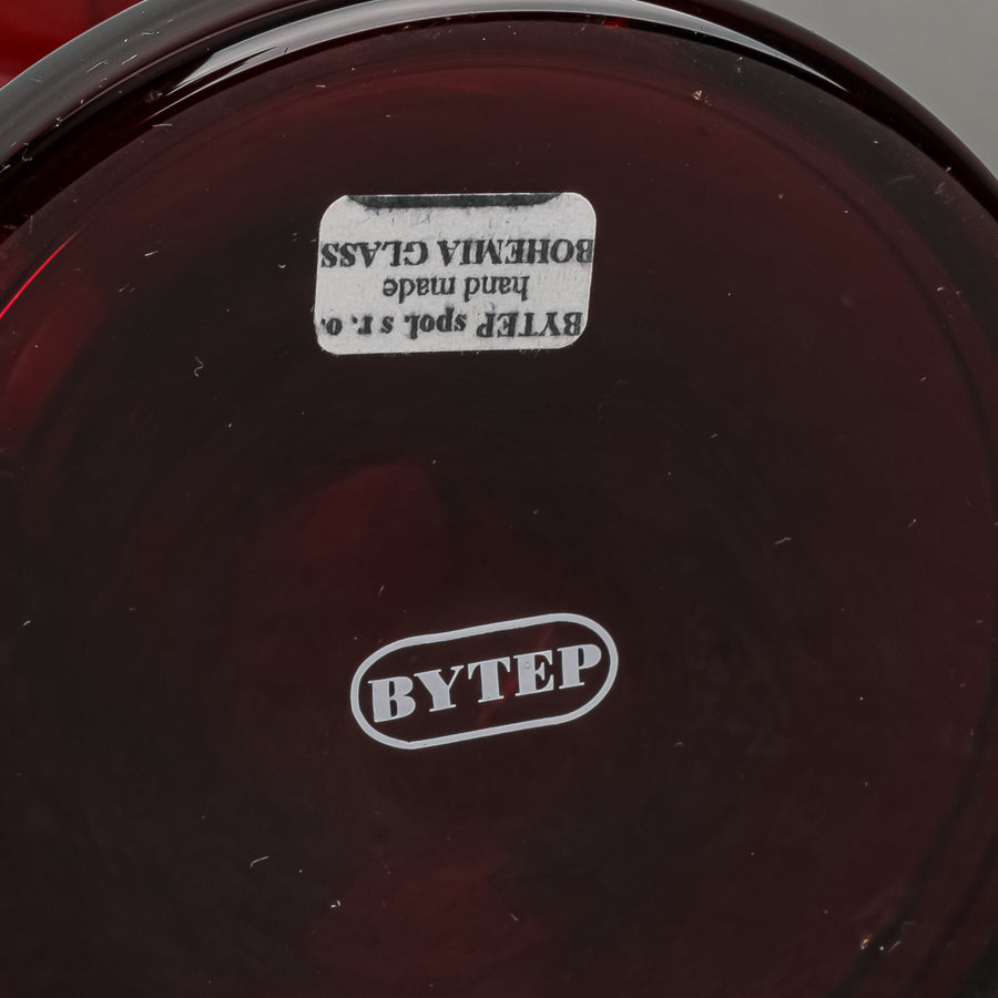 BYTEP Bohemia Hand Painted Enamel And Gold Ruby Glass Vase