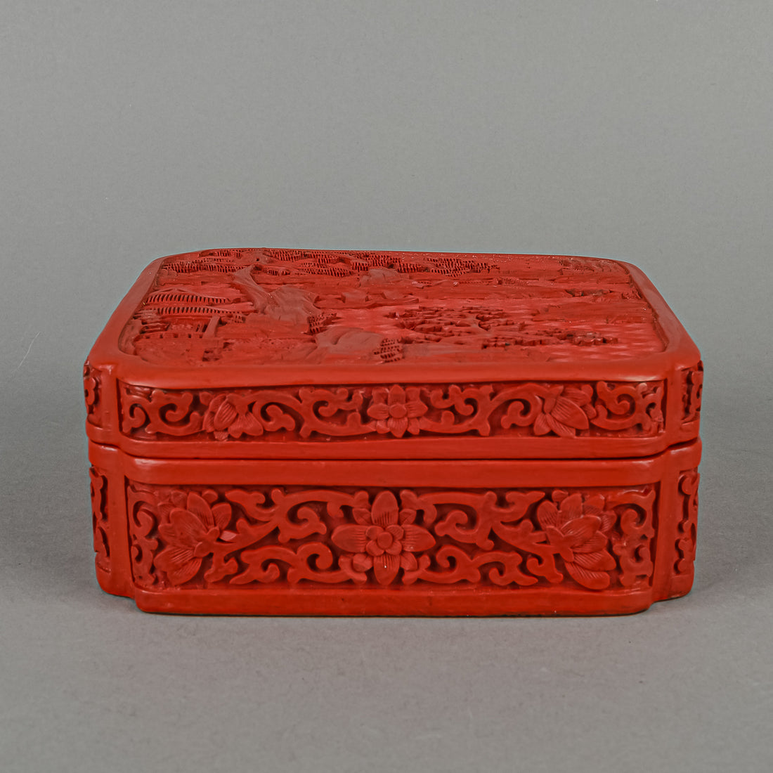 Chinese Cinnabar Style Carved Lacquer Lidded Box