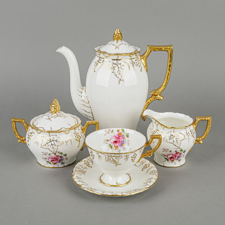 ROYAL CROWN DERBY A929 Vine Ellis Spray Coffee Set 15 Pieces