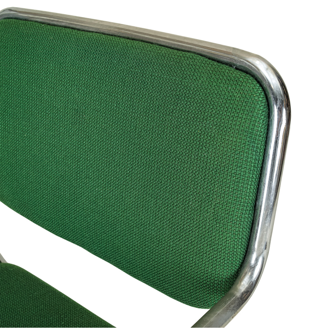 Vintage Chrome Bent Tube Chairs Green Upholstery Set of 2