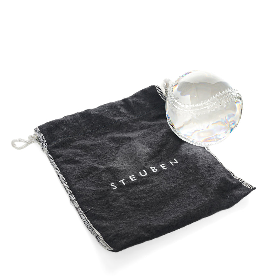 STEUBEN Crystal Baseball Paperweight