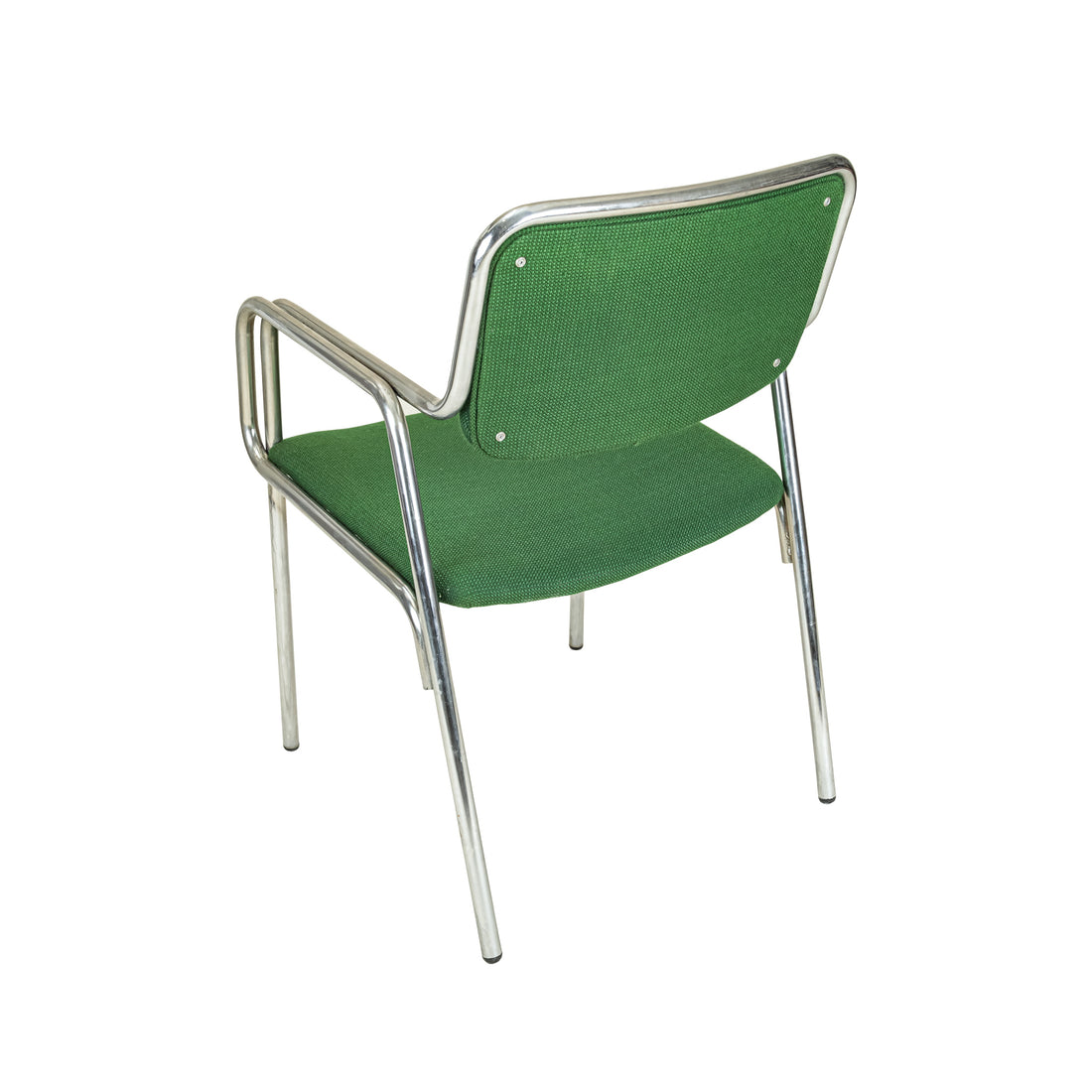Vintage Chrome Bent Tube Chairs Green Upholstery Set of 2