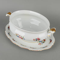 HUTSCHENREUTHER/KUBA PORZELLAN Floral Coverd Tureen And Stand 3 Pieces