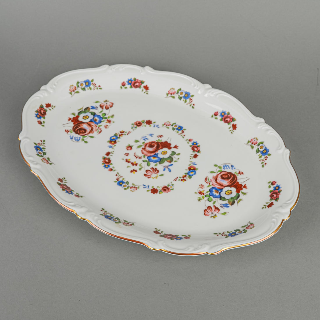 HUTSCHENREUTHER/KUBA PORZELLAN Floral Coverd Tureen And Stand 3 Pieces