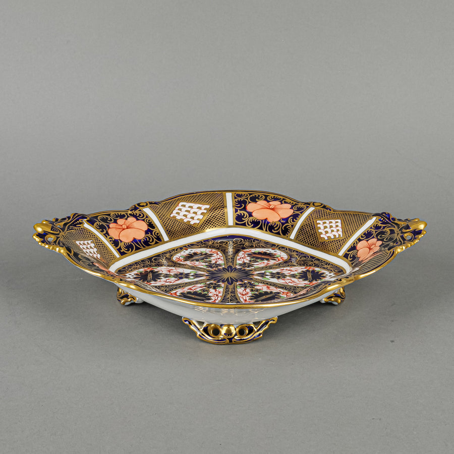 ROYAL CROWN DERBY Old Imari 1128 Acorn Footed Basket