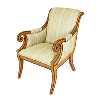 Directoire Style Arm Chairs with Gold Upholstery Set of 2