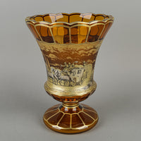 Bohemia Crystal Vase With Hand Applied Gold Painting - Coach Scene