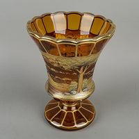 Bohemia Crystal Vase With Hand Applied Gold Painting - Coach Scene