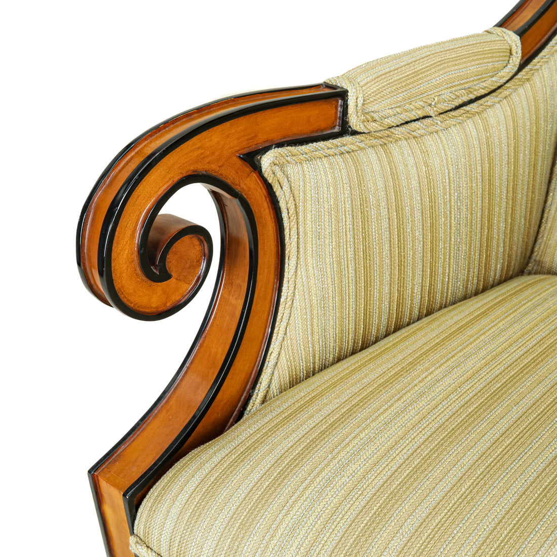 Directoire Style Arm Chairs with Gold Upholstery Set of 2