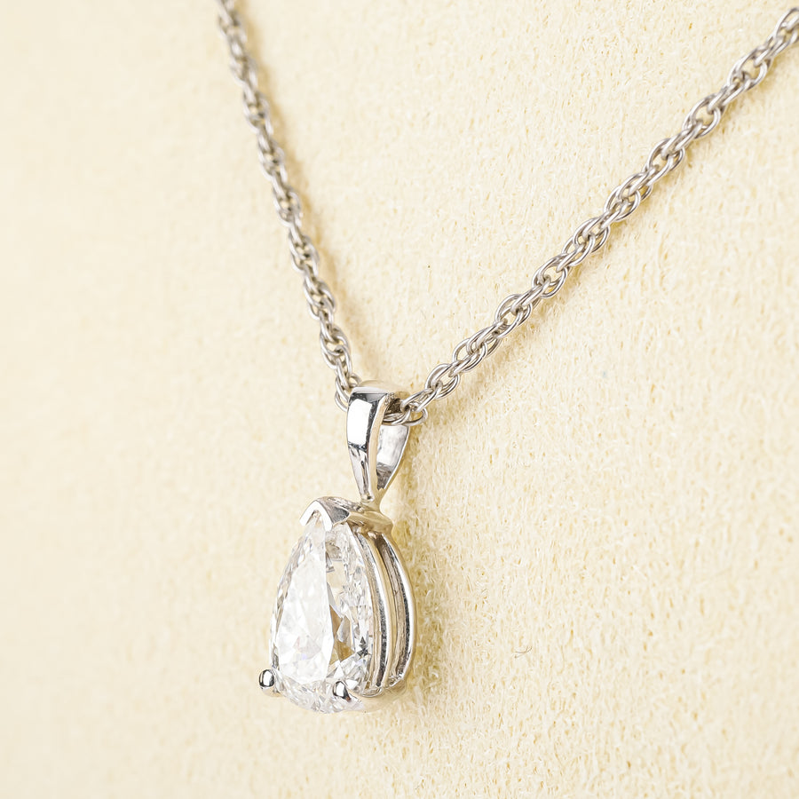 14K White Gold Pear Shaped Diamond Pendant