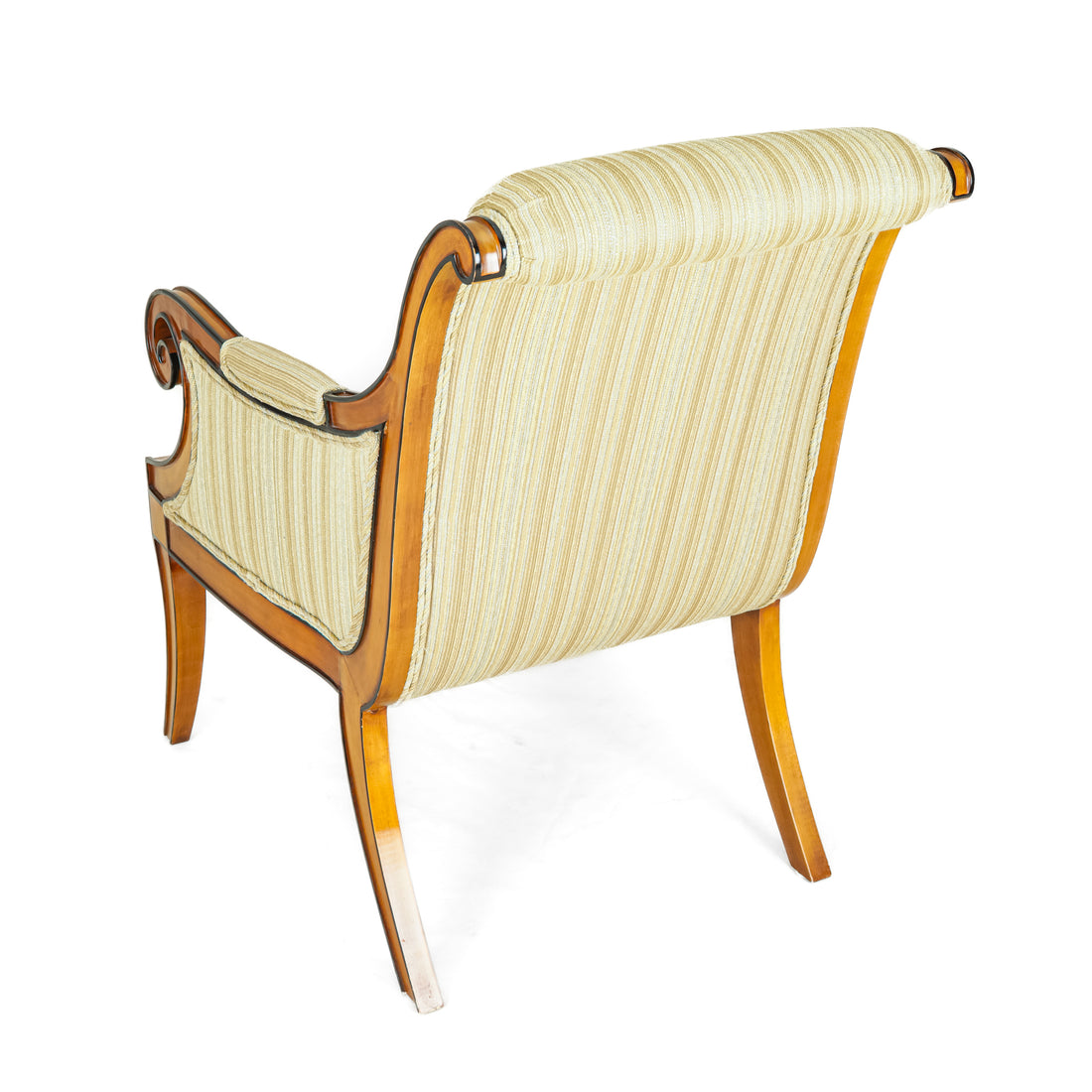 Directoire Style Arm Chairs with Gold Upholstery Set of 2