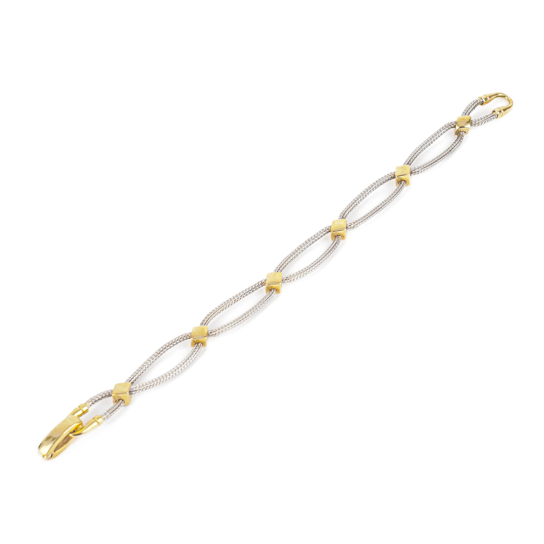 AURAN 18K Yellow & White Woven Diamond Link Bracelet
