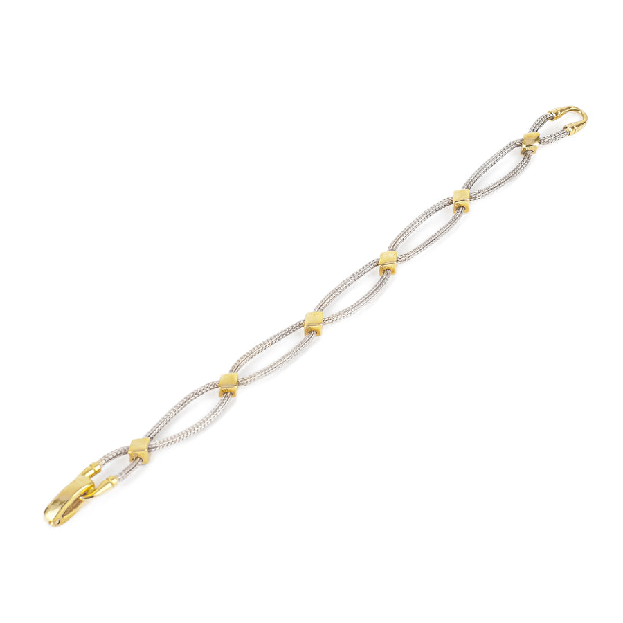AURAN 18K Yellow & White Woven Diamond Link Bracelet