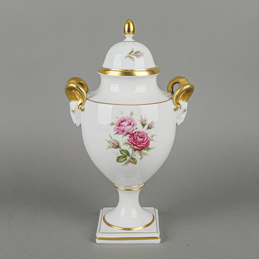 KAISER Moosrose Lidded Vase with Ram Head