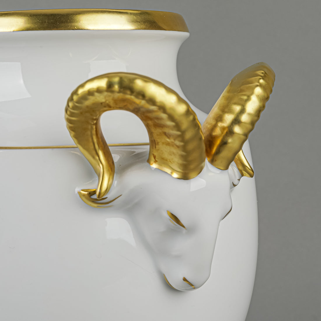KAISER Moosrose Lidded Vase with Ram Head