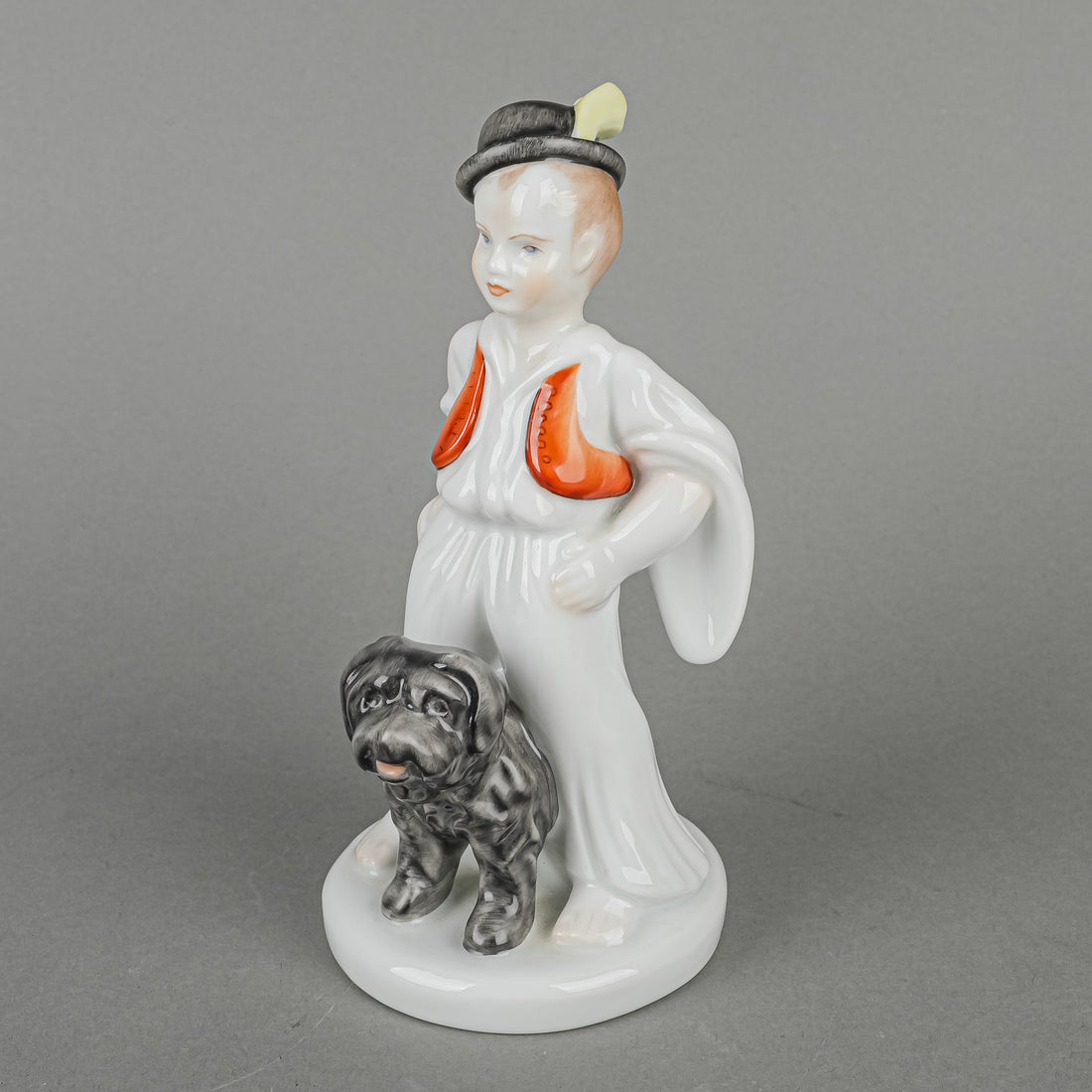 HEREND Figurine Shepherd Boy With Puli Dog 5483  Traditional