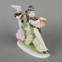 HEREND Figurine Man & Woman Carrying Grapes  Traditional