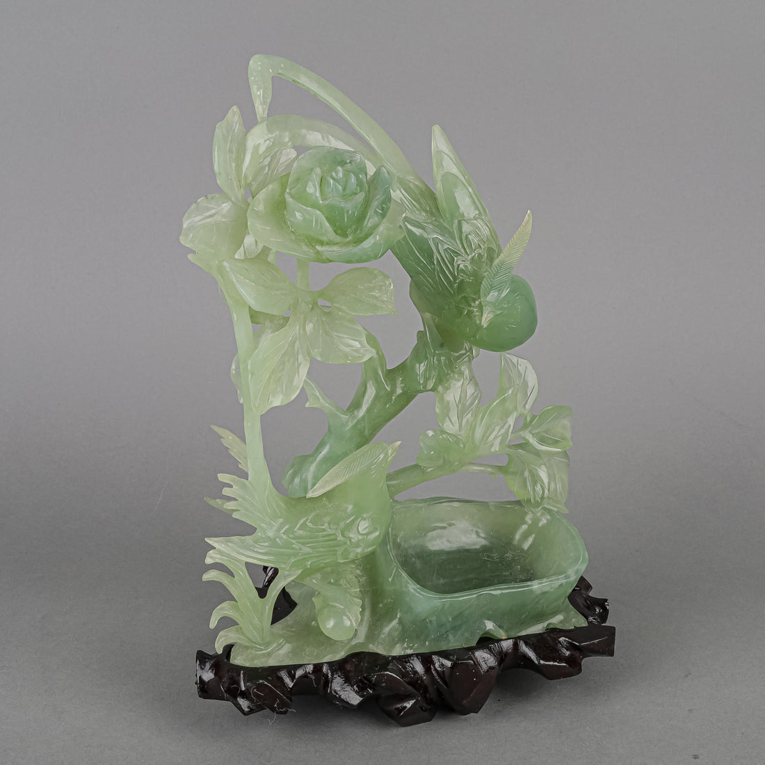 Carved Jade Figural Group  with Stand