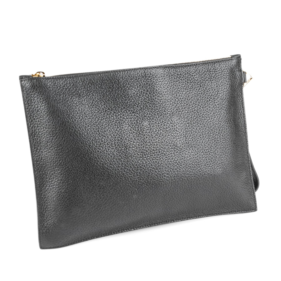 VERSACE Black Leather Medusa Clutch