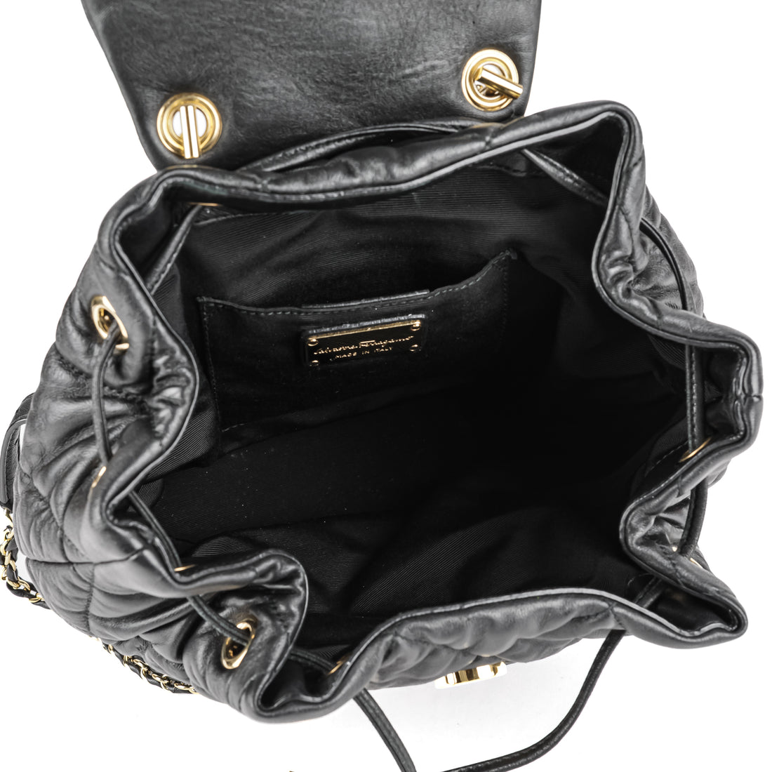 SALVATORE FERRAGAMO Giuliette Black Quilted Leather Backpack