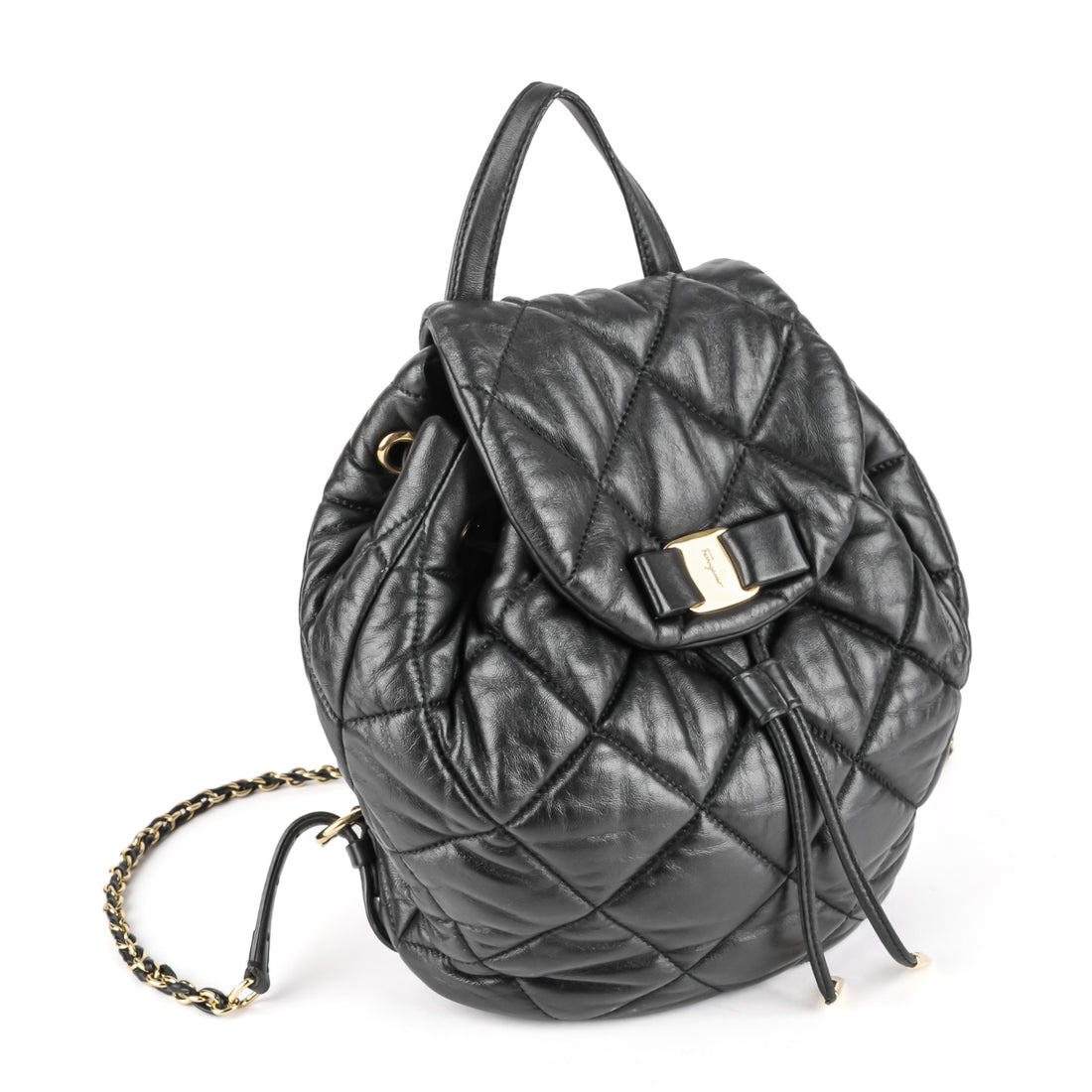 SALVATORE FERRAGAMO Giuliette Black Quilted Leather Backpack