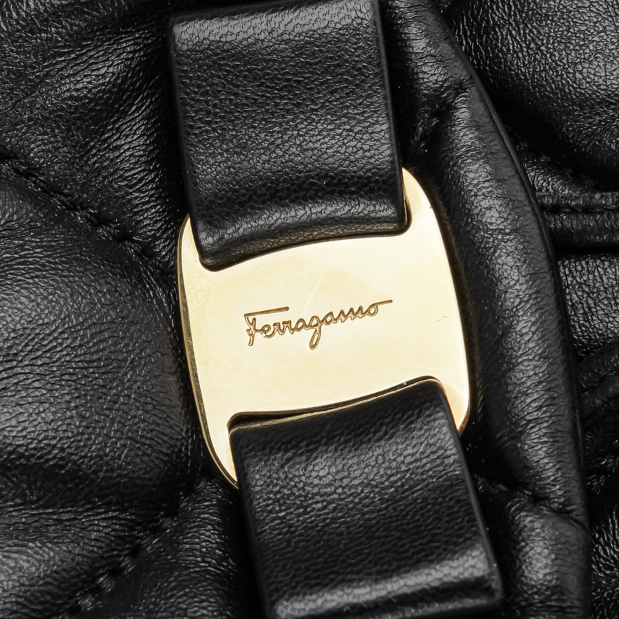 SALVATORE FERRAGAMO Giuliette Black Quilted Leather Backpack