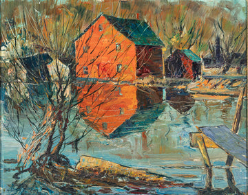Adrian Dingle (Canadian 1911-1974) "Boat Houses Spring - Credit River"