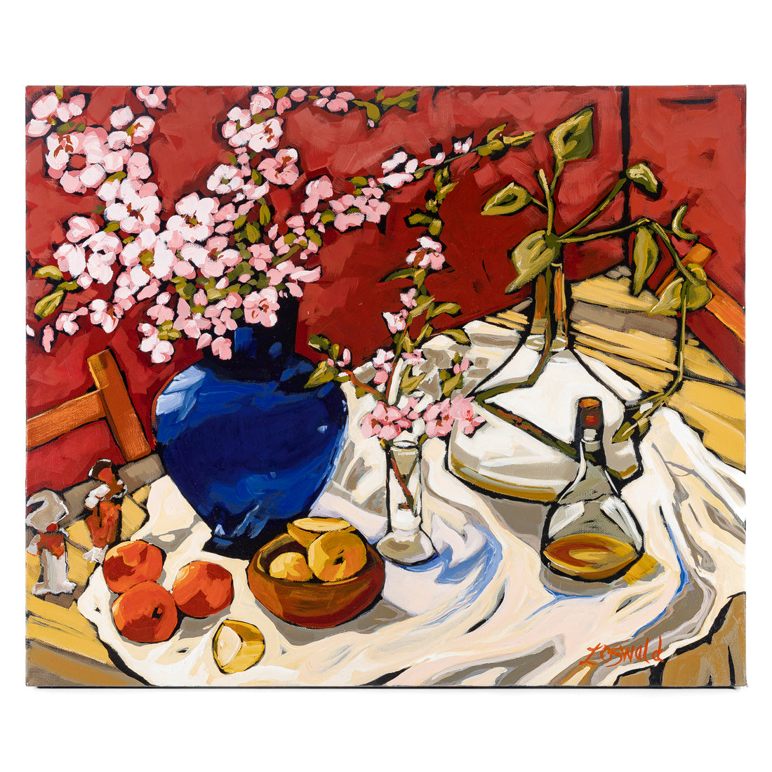 Lorraine Oswald (Canadian 20th C) Still Life With Flowers And Fruit