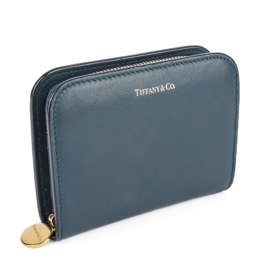 TIFFANY & CO Blue Leather Small Zip Around Wallet
