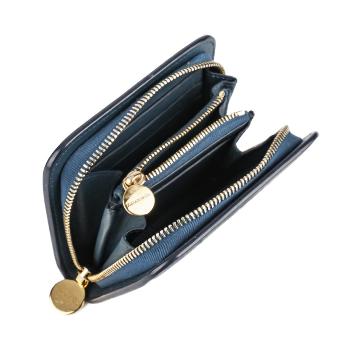 TIFFANY & CO Blue Leather Small Zip Around Wallet