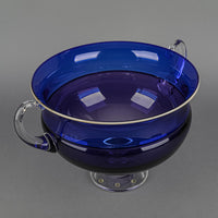 ALEX BRAND Cobalt Art Glass Footed Bowl With Handles