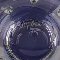 ALEX BRAND Cobalt Art Glass Footed Bowl With Handles