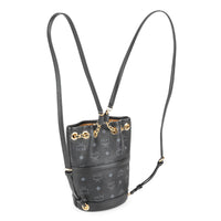 MCM Black Leather Aren Chain Bucket Backpack