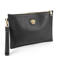 VERSACE Black Leather Medusa Clutch