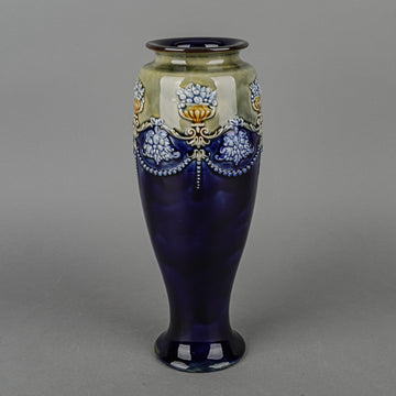 ROYAL DOULTON Lambeth Style Cobalt Ground Stoneware Vase