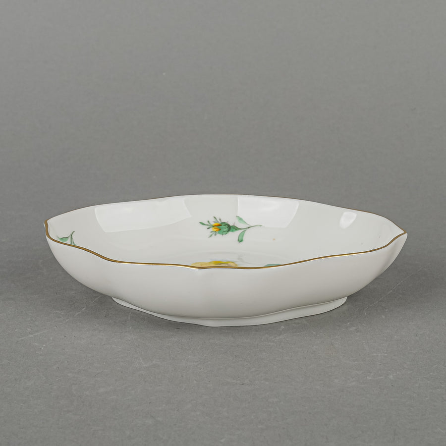 MEISSEN Hand Painted Yellow Rose Oval Trinket Dish