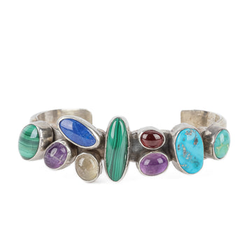 NAKAI Navjao Sterling Multi Gemstone Cabcohon Cuff Bracelet