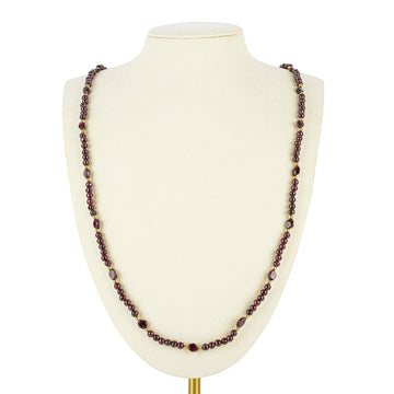 Garnet And Gold Bead Infinity Necklace